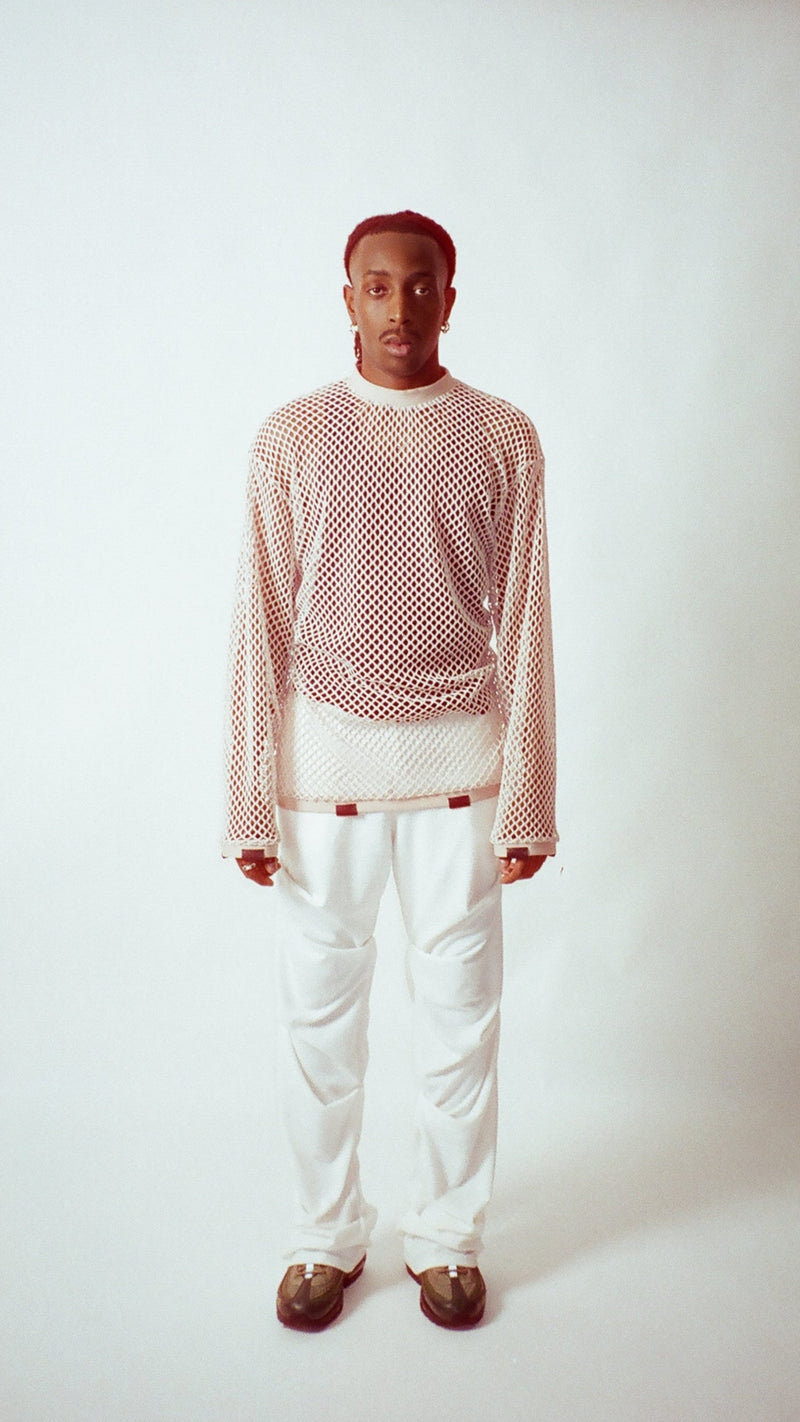 SALMON MESH CREWNECK